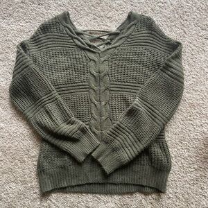 No Boundaries Forest Green V-Neck Sweater